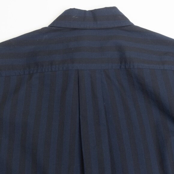 Everlane The Must-Have Shirt in Silky Cotton Navy Black Striped Relaxed Fit - Picture 10 of 14